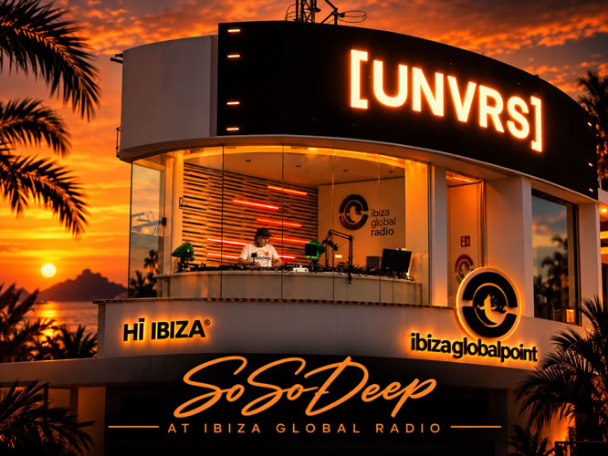 SoSoDeep at Ibiza Global Radio in Ibiza, broadcasting electronic music and Deep House from the iconic radio studio